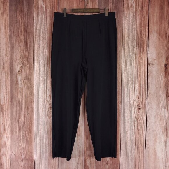 Exclusively Misook Womens Size 2X Black Straight Leg Stretch Knit Elastic Waist - Picture 3 of 10